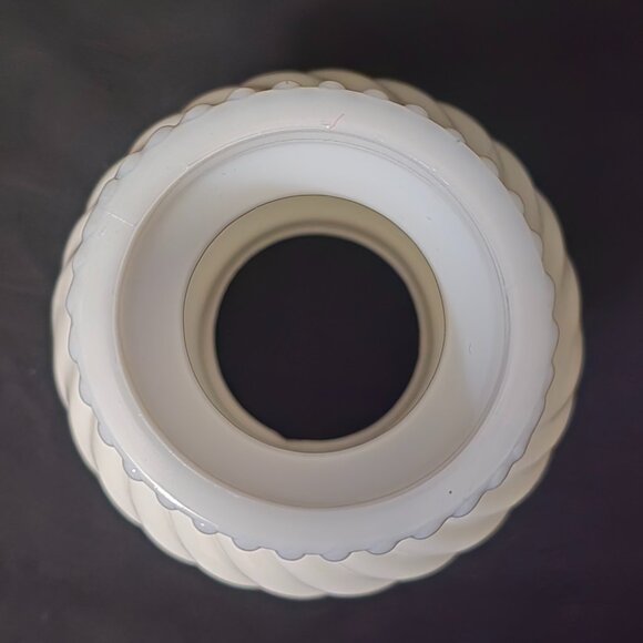 Vtg Swirl Hurricane Lamp Shade - Milk Glass - 5" W x 7" H  (3" Btm & Top) - Picture 4 of 6